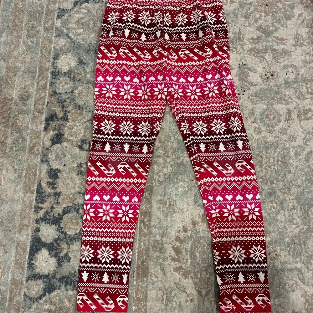 Childrens Place xl leggings girls christmas white red PERFECT CONDITION